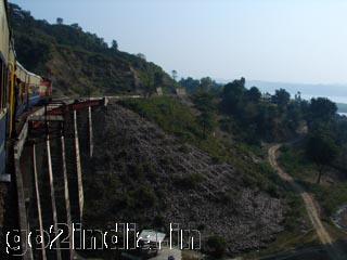 Kangra valley train over a bridge