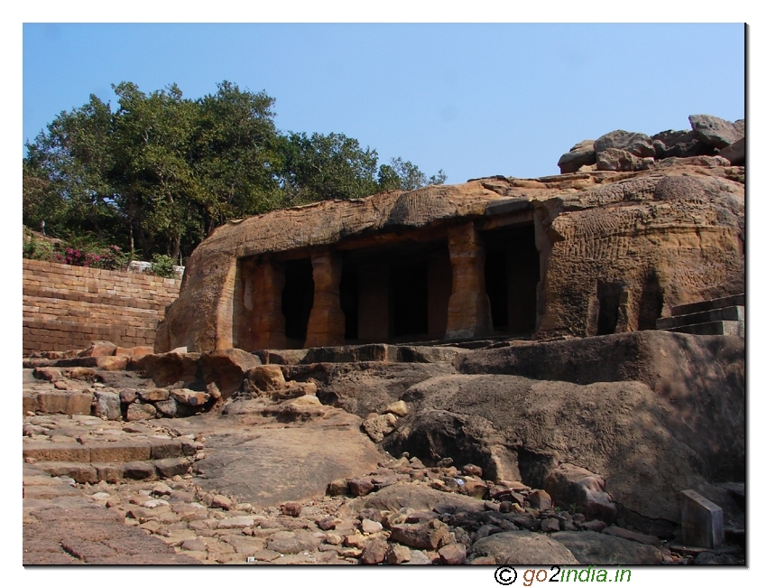 Caves and town script at Udayagiri
