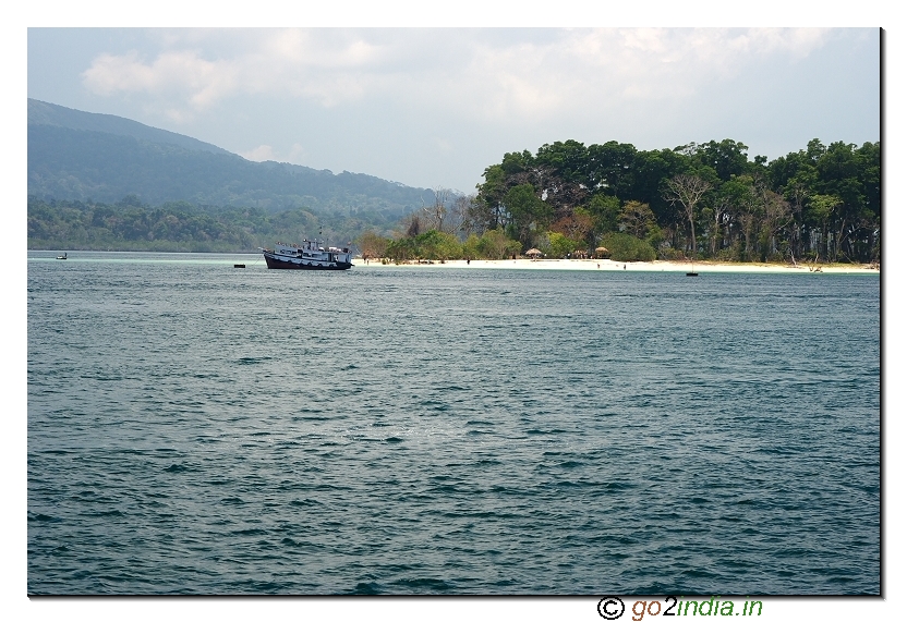 Jolly buoy island partial view from sea in Andaman