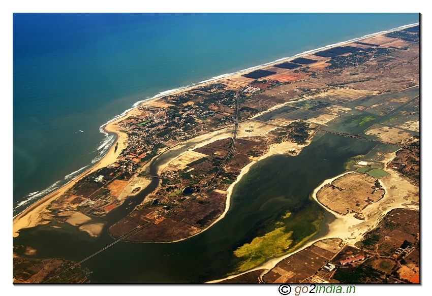 Chennai beach aerial view at Mahabalipuram Tsunami hit place