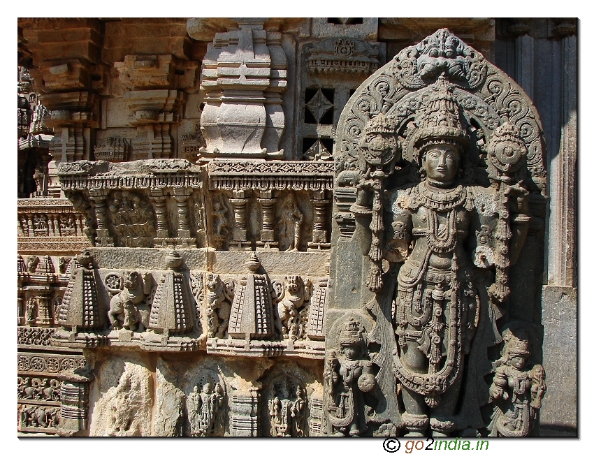 Intricate carvings at Chennakesava temple in Somnathpur