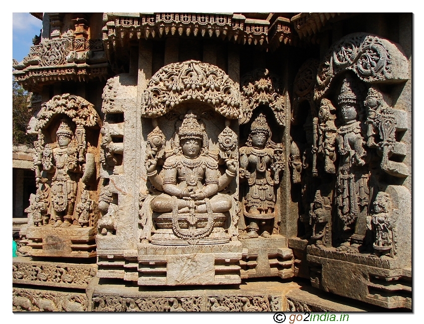 Intricate carvings at Chennakesava temple in Somnathpur