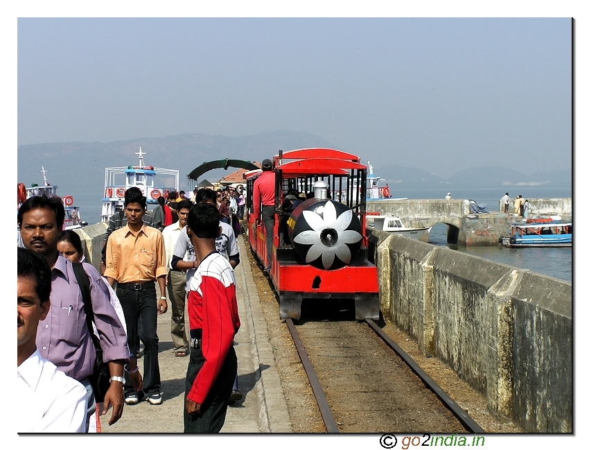 Toy train from Jetty to foot hill at Elephanta Caves