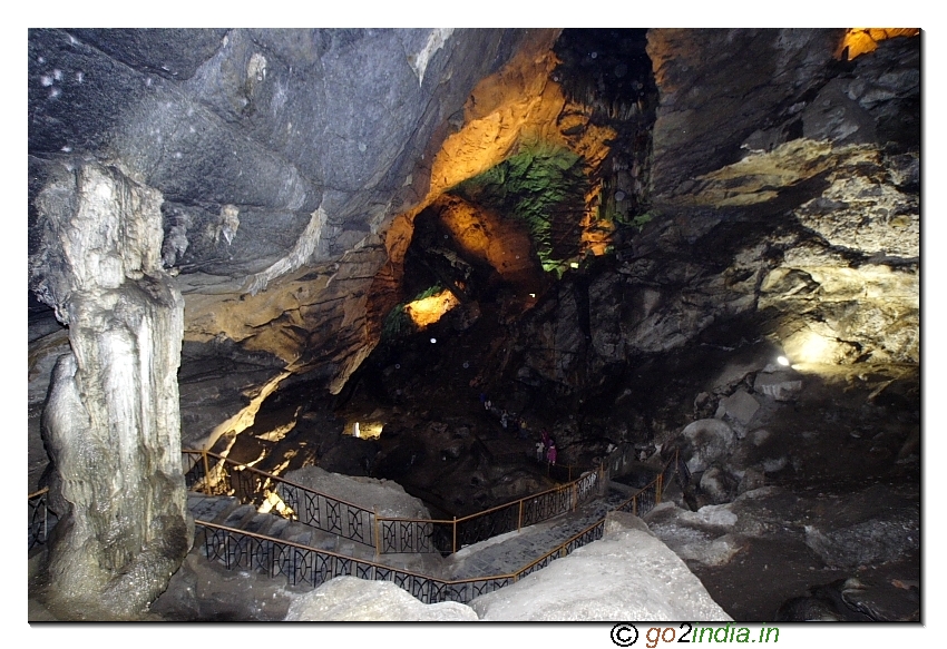 Borra Caves Inside lighting arrengments