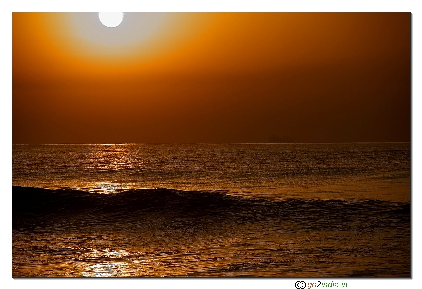 Late sun rise view at Yarada beach in Visakhapatnam, Andhrapradesh