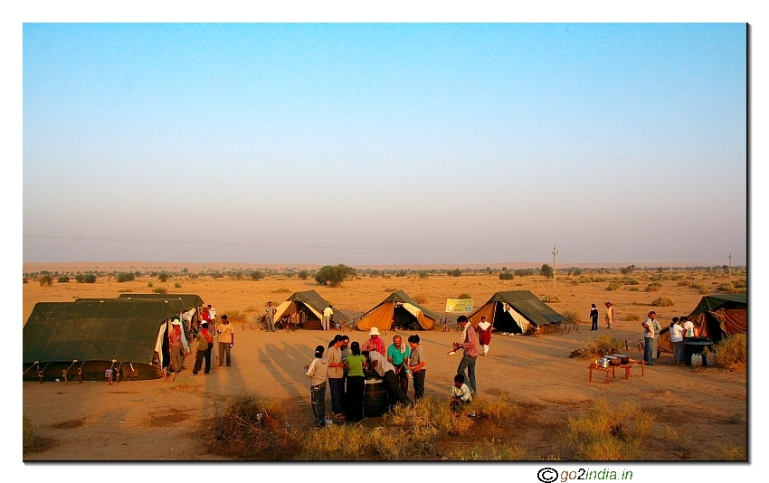 Camp site during desert trekking near Jaisalmer
