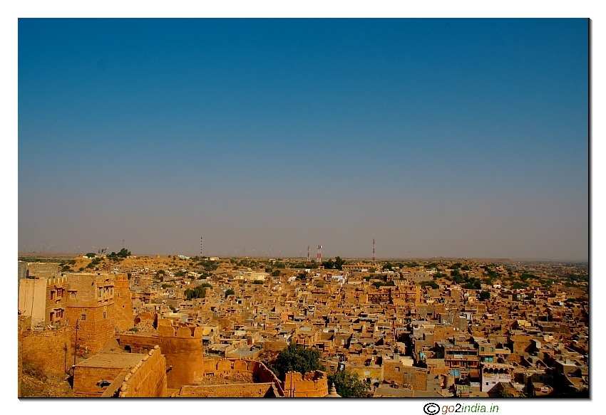 Yellow sand stone used in Jaisalmer town gives golden color