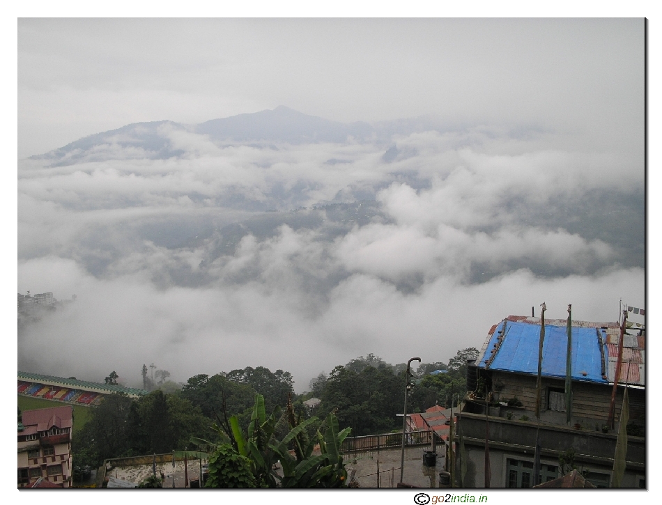 Gangtok town under clouds