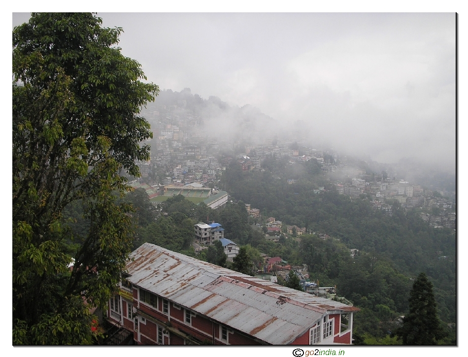 Gangtok town located on hills