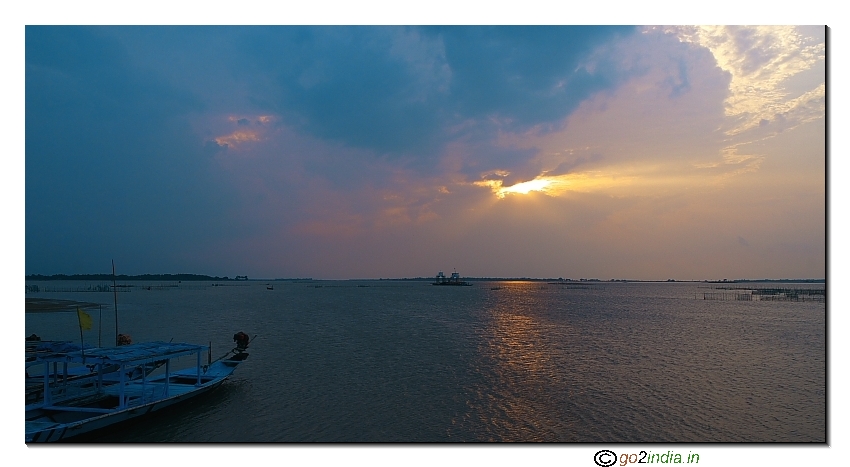 Chilika late at Satpada of Orissa sunset view in the sea