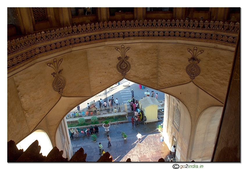 Hyderabad Charminar inside view from top to ground
