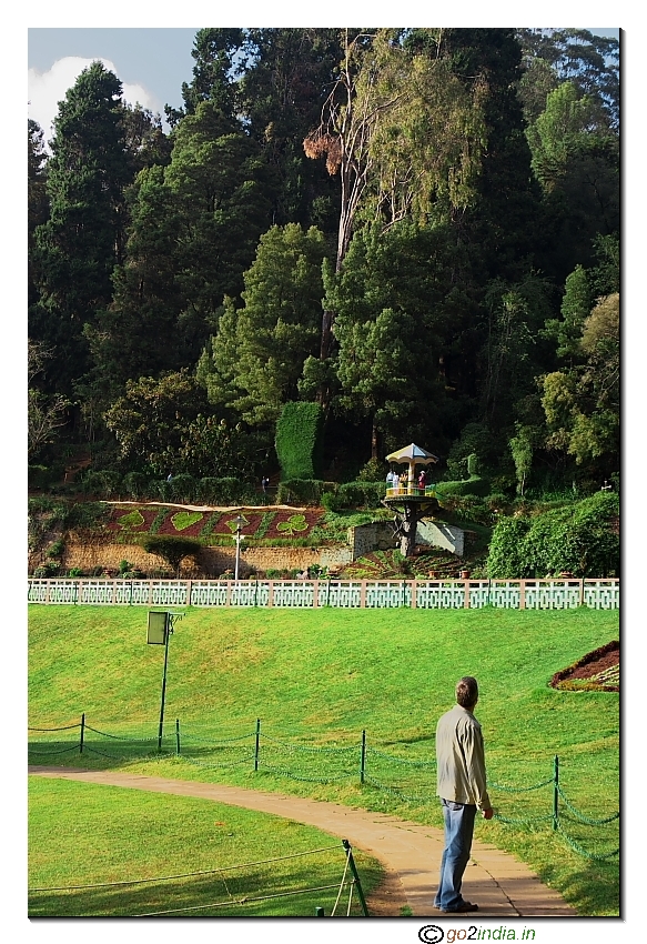 Person looking at a viewrs point in Botanical garden Ooty