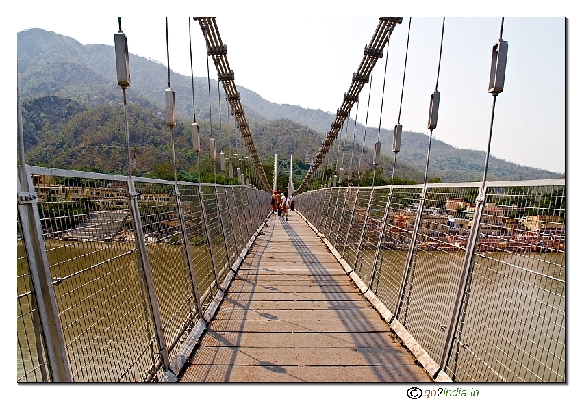 Ram Jhula the new hanging bridge over Ganga at Rishikesh