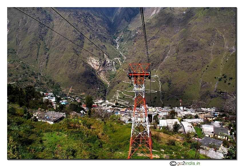 Joshimath view from Auli Cable car 