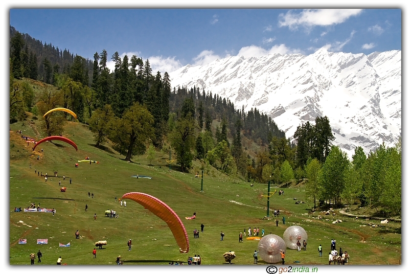 Solang valley at Manali for paragliding and Zorbing