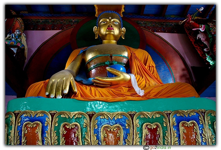 Horizontal view of Buddha at Manali Buddhist Monastery