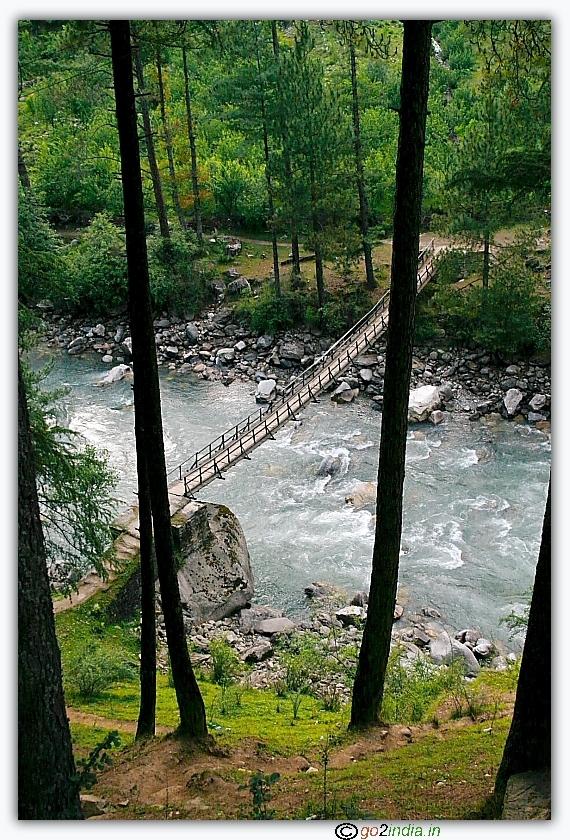 small bridge on Parbati river near kasol