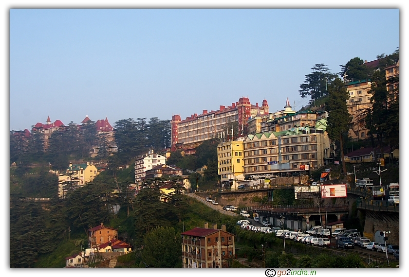 Buildings and hotels at Shimla Mall road area