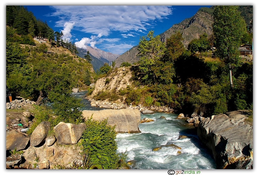 River flowing by the side of Sangla village 