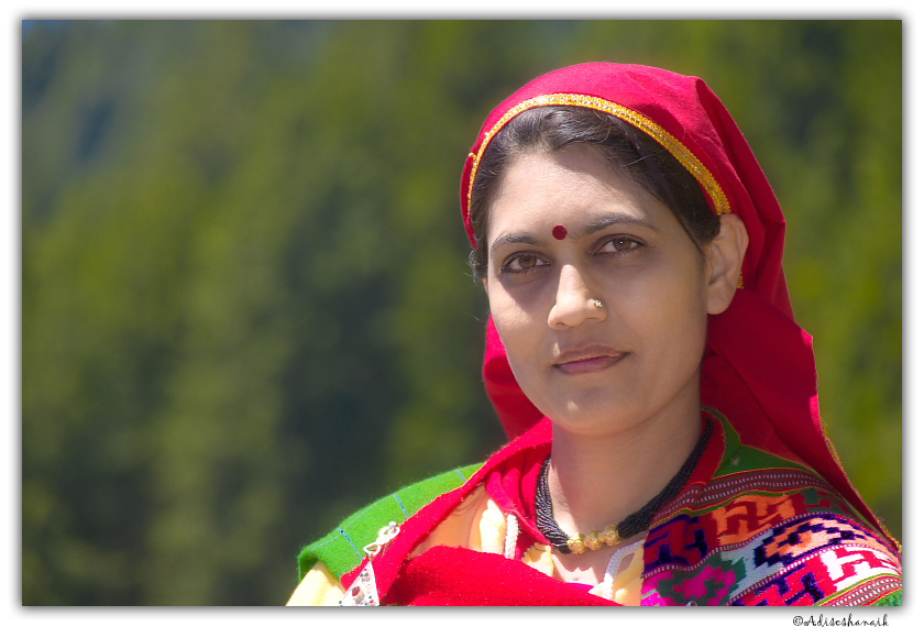 Indian lady in Himachal pradesh costume