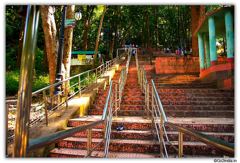Steps to climb to reach the main entrance of Gupteswar cave temple