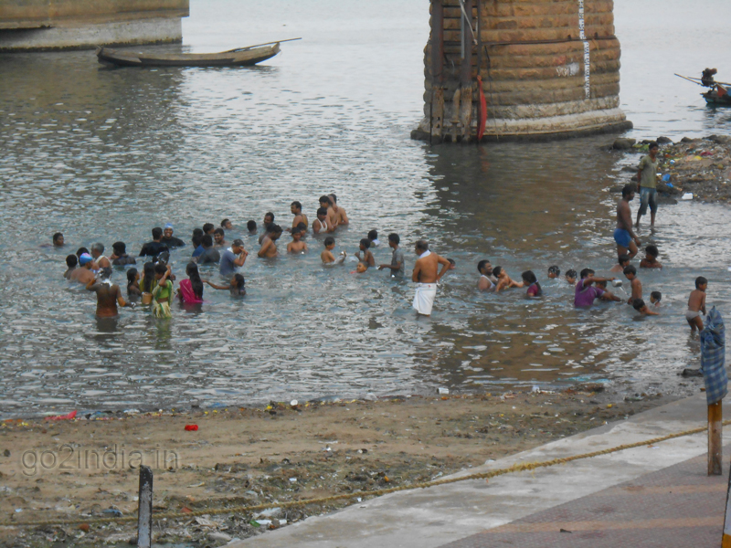 Taking bath at Pushkar Ghat in Godavari