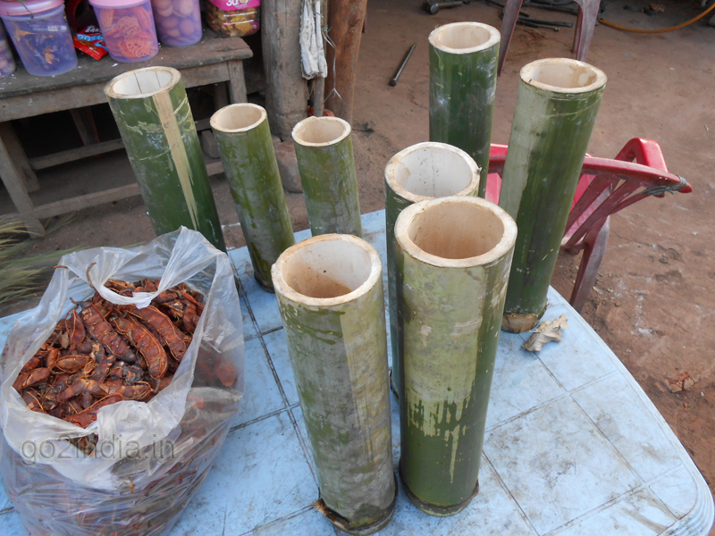 Bamboo pieces to carry home for your own Chicken preparation