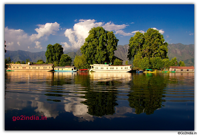 Houseboats at one end of Dal Lake