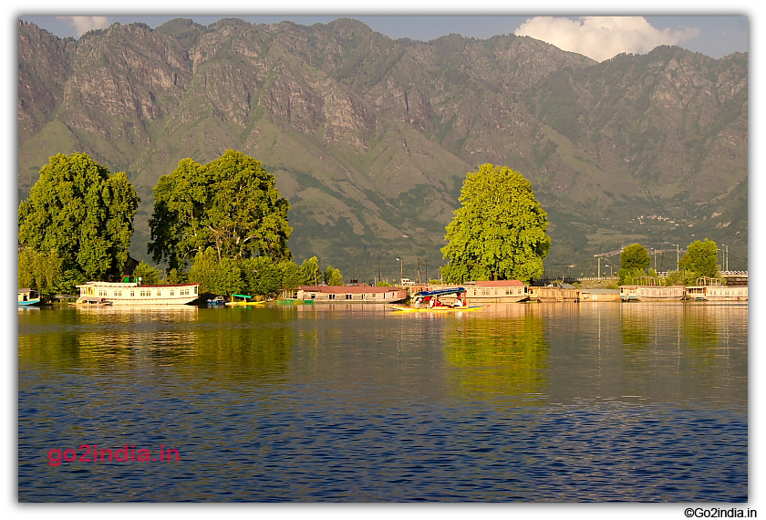 Hill Houseboat and Dal Lake at Srinagar