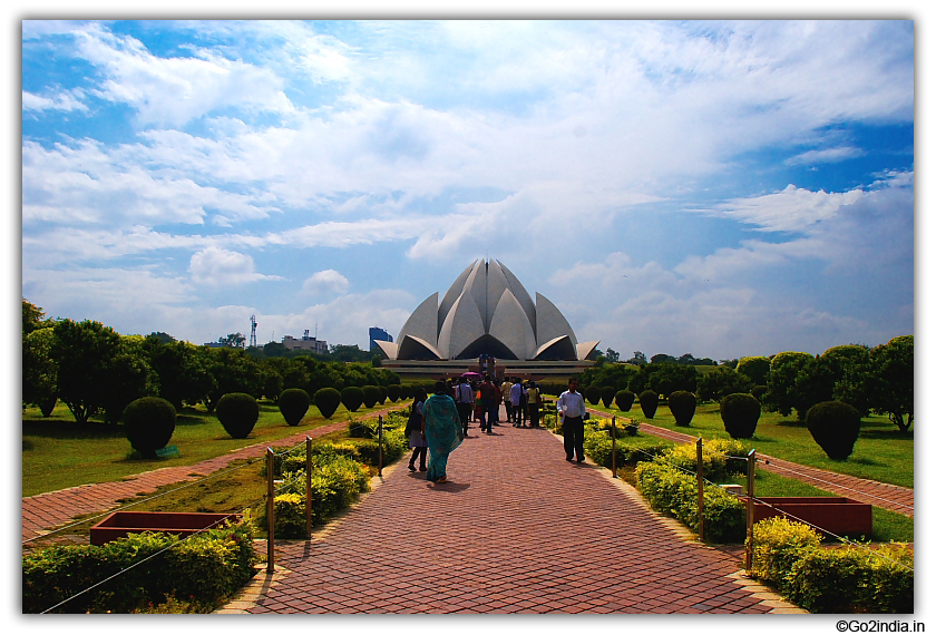 From a distance Lotus temple at Delhi