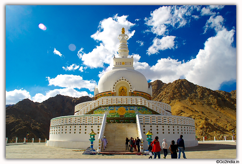 Front view of Shanti stupa in Leh 