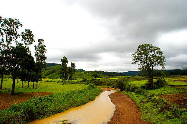River and valley at Araku during rain