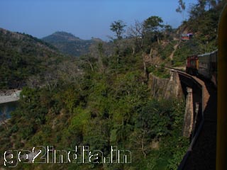 Kangra valley train over a bridge