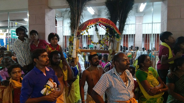 Devotees inside Palani Murugan temple