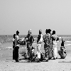 Women gathering near sea at Rishikonda Beach