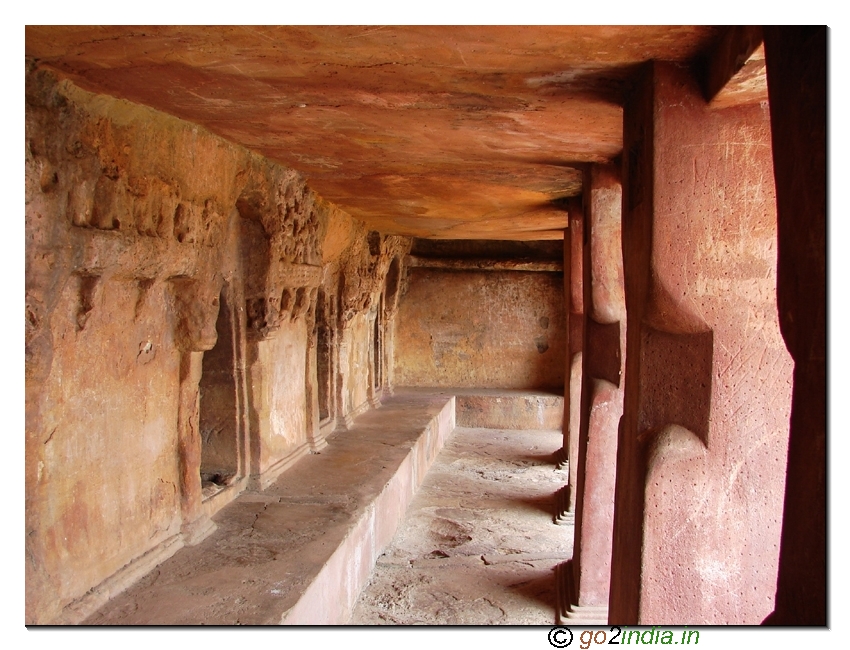 Caves opening to a common place at Udayagiri