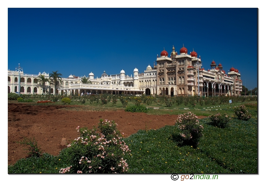Mysore palace view from garden at south side
