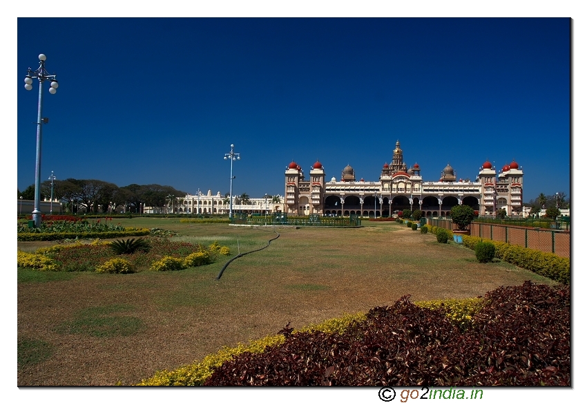 Mysore palace view from front side garden
