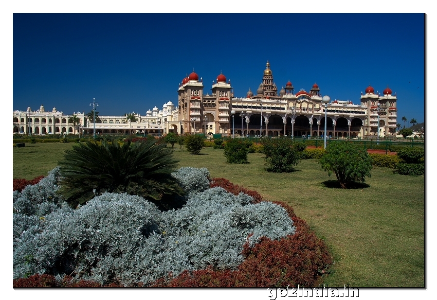 Mysore palace view from front side garden