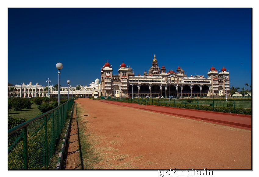Mysore palace view from front side garden