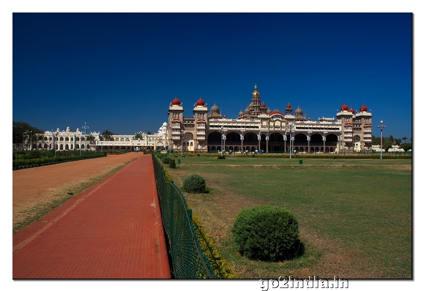 Mysore palace view from front side garden