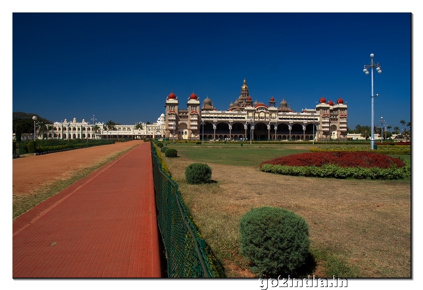 Mysore palace view from front side garden