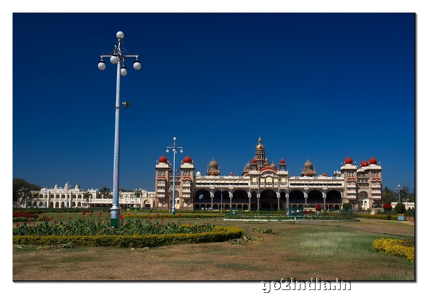 Mysore palace view from front side garden