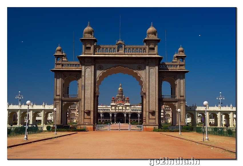Mysore palace of Karnataka - Front view from East side gate
