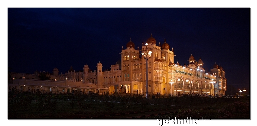View of Mysore place with lights
