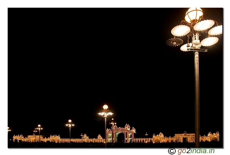 Mysore palace Eastern gate view from palace during night