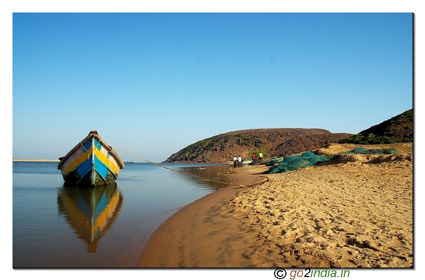 Reflection of boat at Bangarammapalam Beach