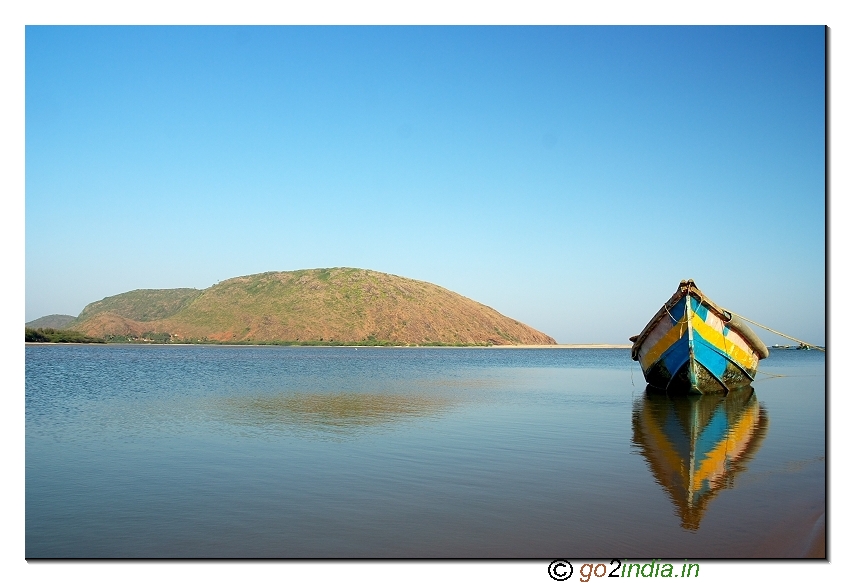Reflection of boat at Bangarammapalam Beach