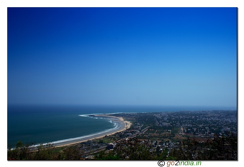 Vizag rk beach and city view