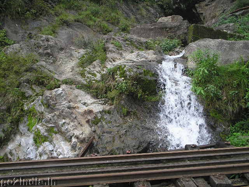 Water fall by the side of the rail track
